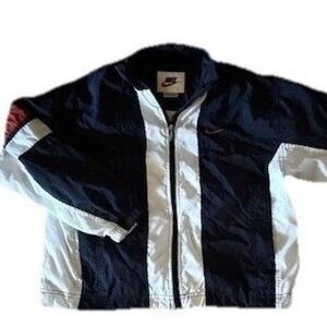 Nike Windbreaker Jacket Youth M Navy White Vintage Colorblock Full Zip Swoosh